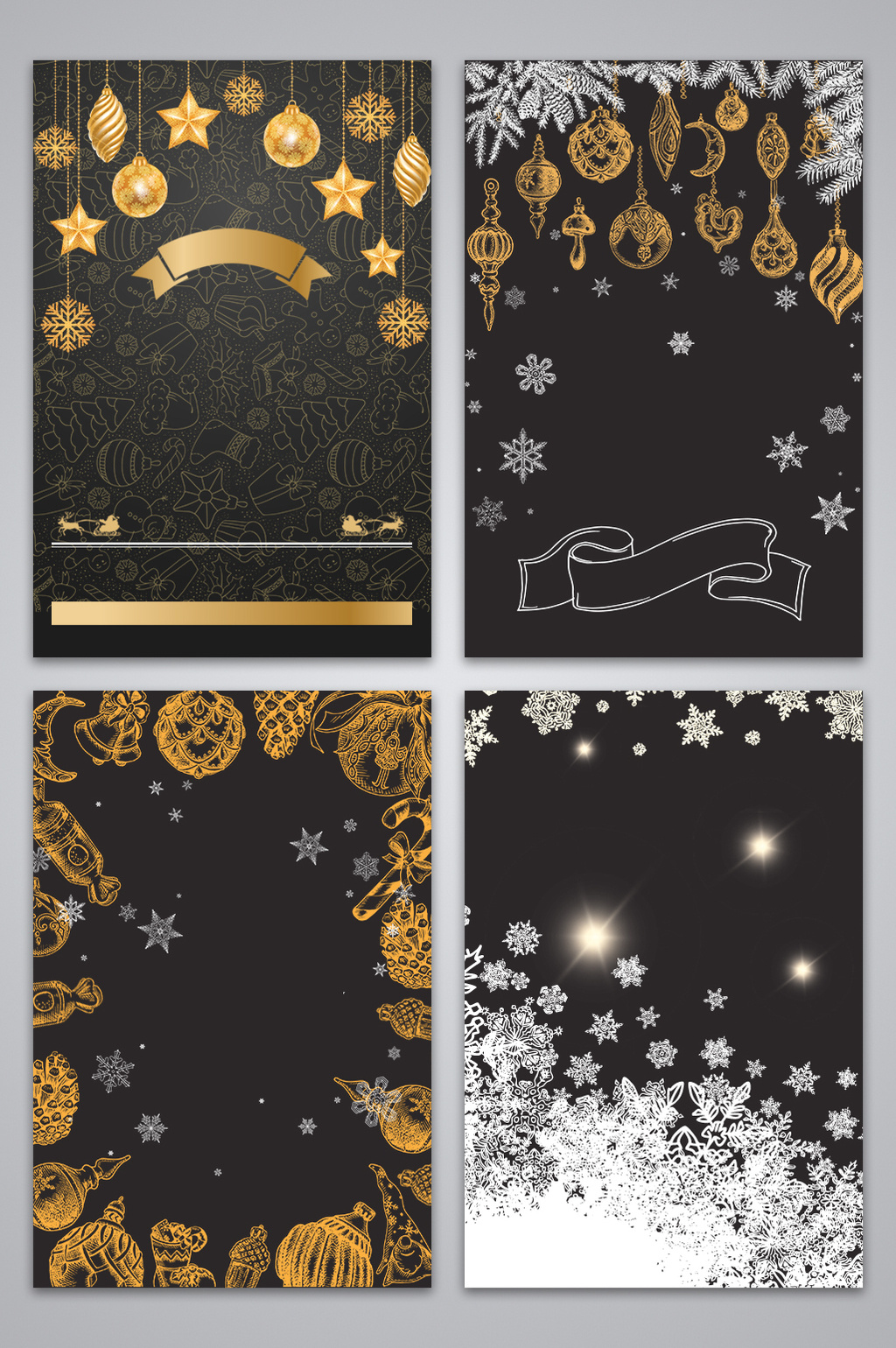 黑金冬季雪花节日图【背景下载】-包图网