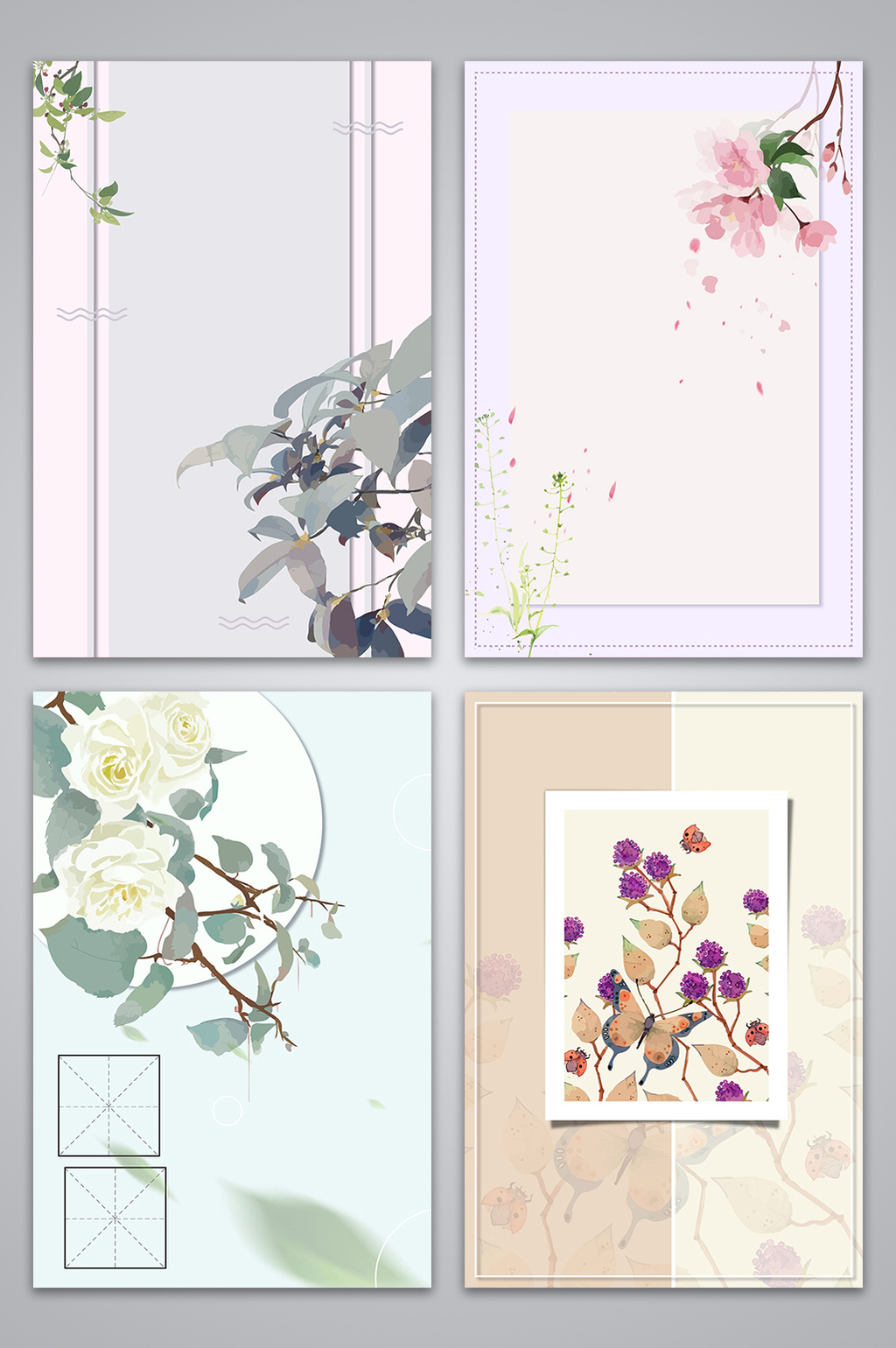 清新文艺花卉手绘背景图高清ai图片设计素材免费下载_【包图网】