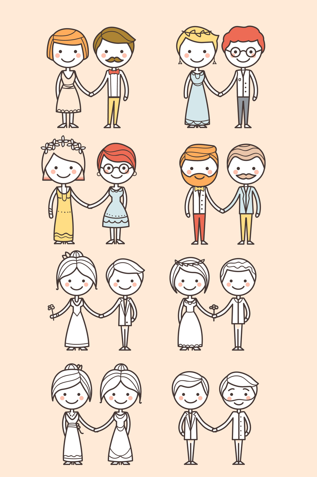 婚礼人物卡通素材