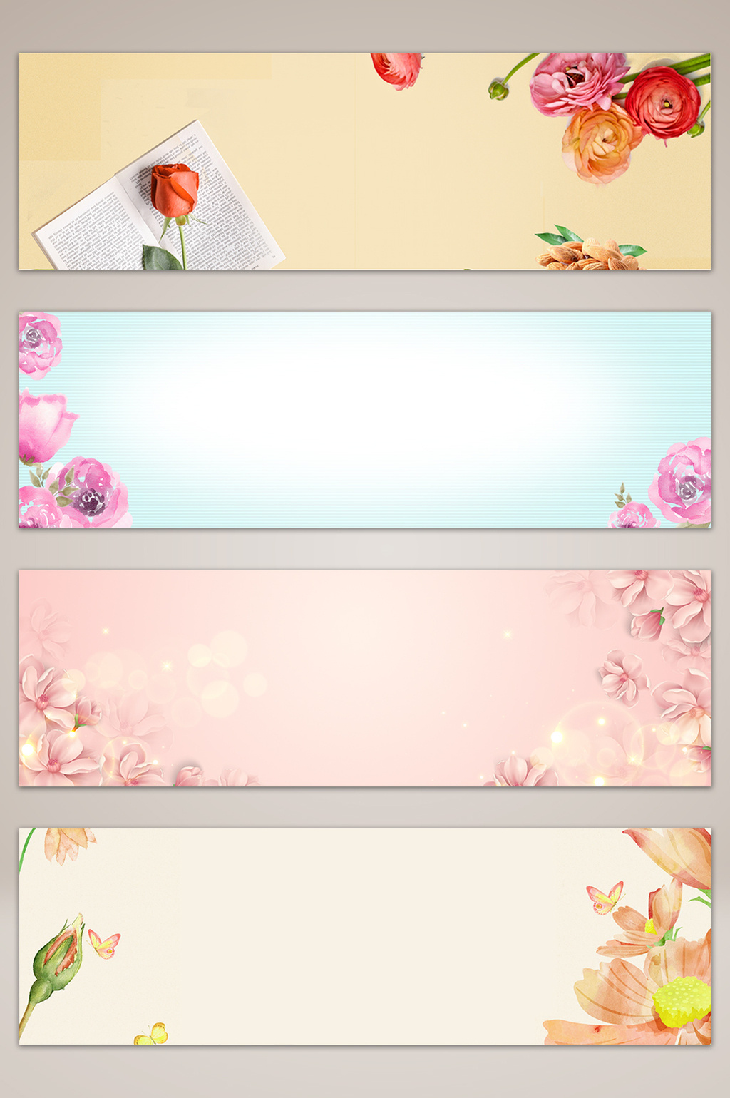 手绘简约花卉促销banner海报背景模板免费下载 _背景图片设计素材