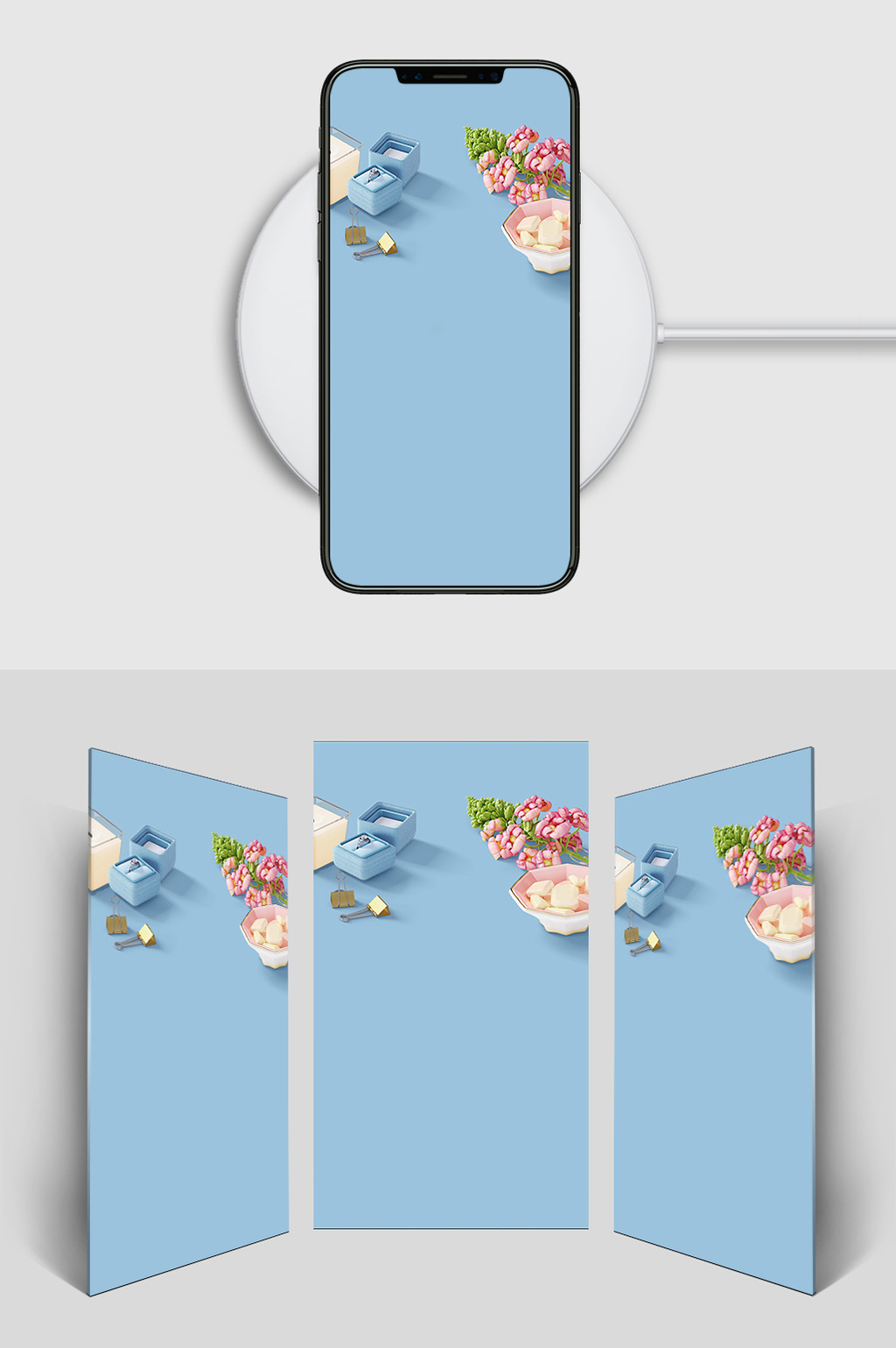 蓝色清新邀请函h5背景图模板免费下载 _背景图片设计素材_【包图网】