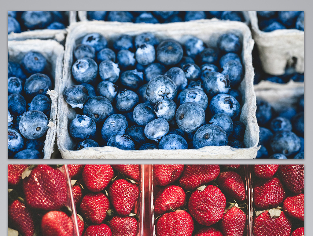 新鲜草莓蓝莓背景图