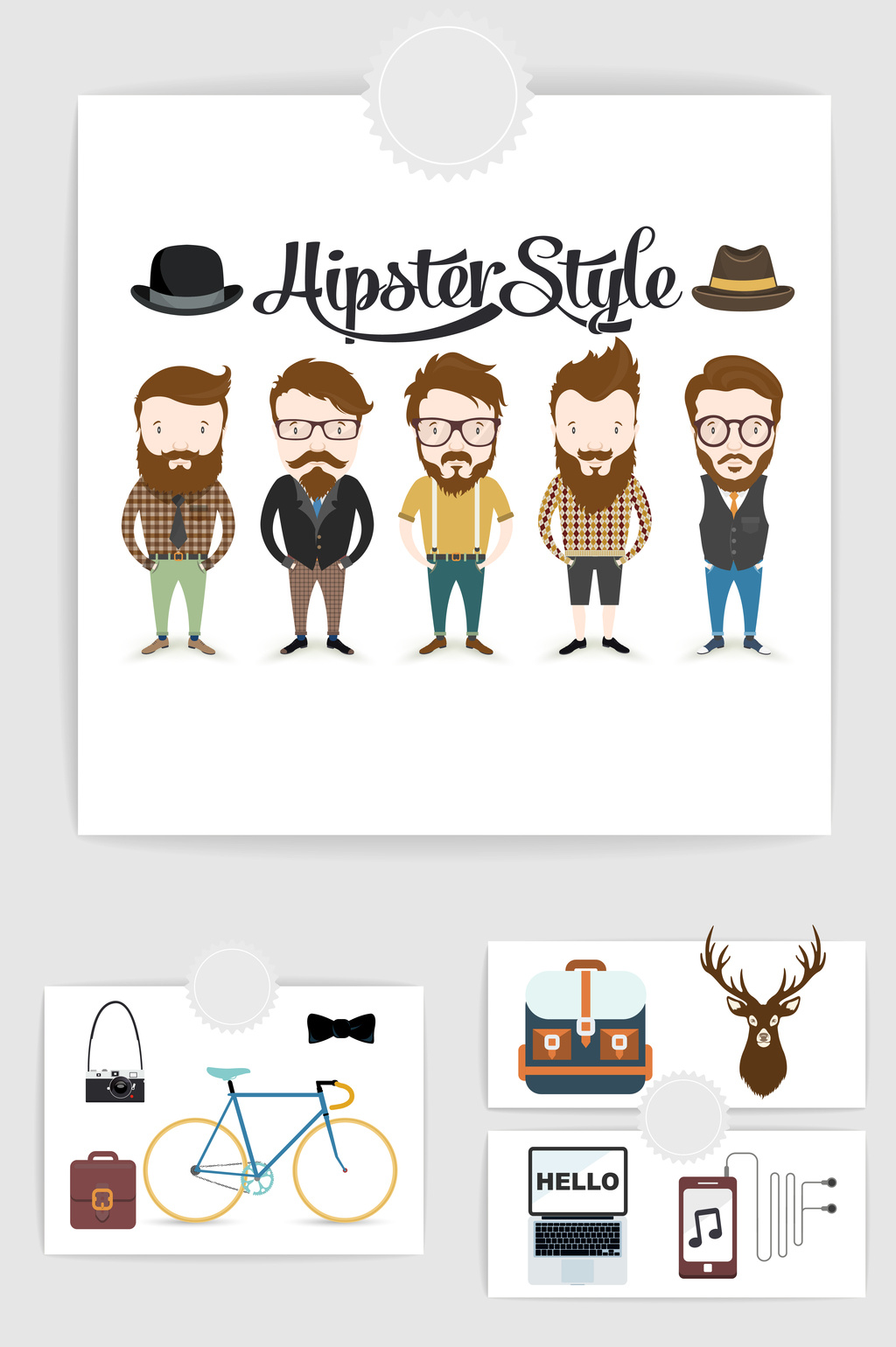 包图 广告设计 手绘卡通 > 时尚潮流型男服饰搭配元素素材 上传时间