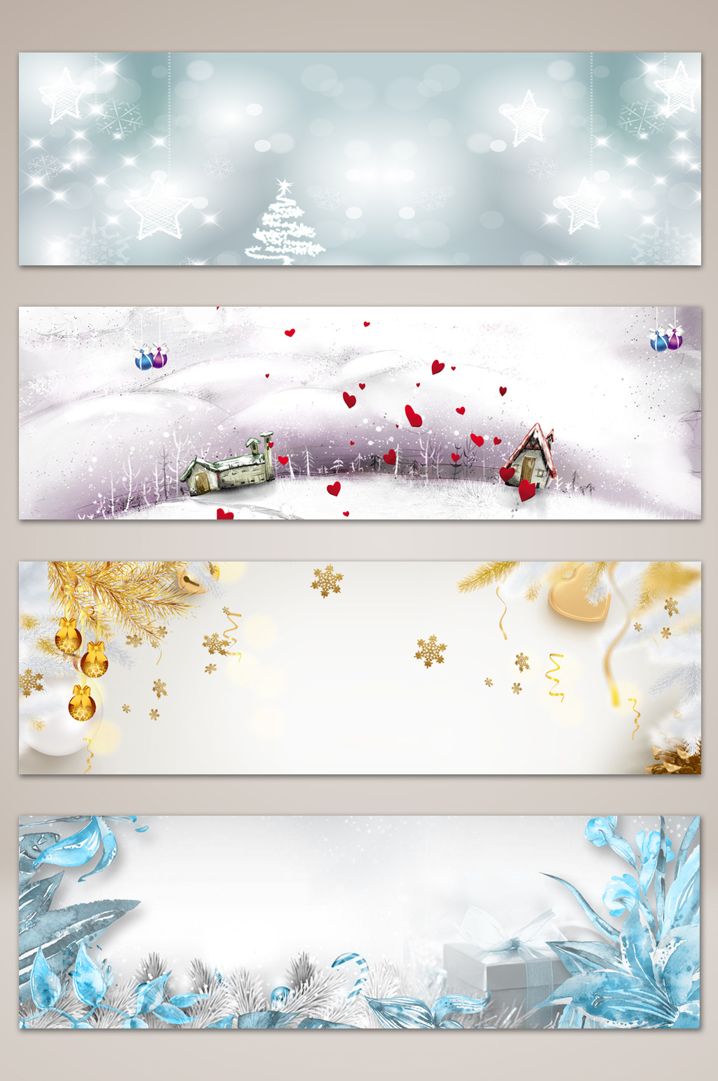 梦幻清新圣诞装饰banner海报背景高清psd图片设计素材免费下载_【包