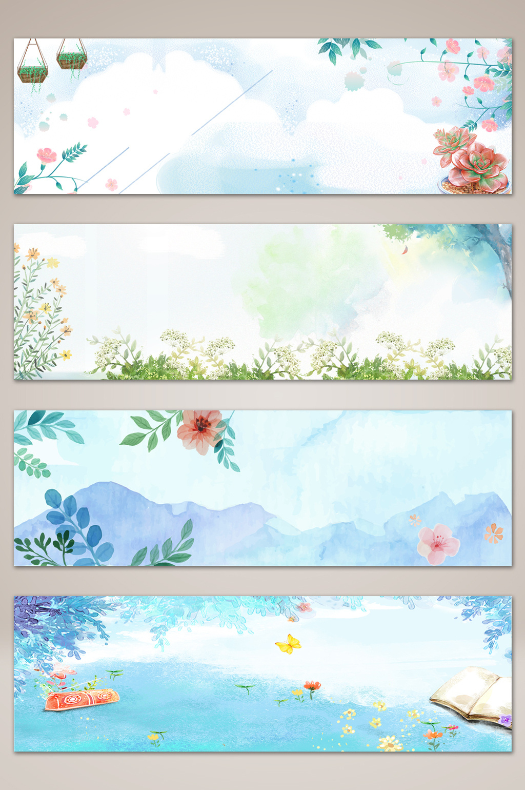 文艺手绘商业包装banner海报背景模板免费下载_1920像素psd图片设计