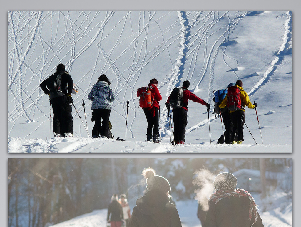 登雪山滑雪探險背景圖