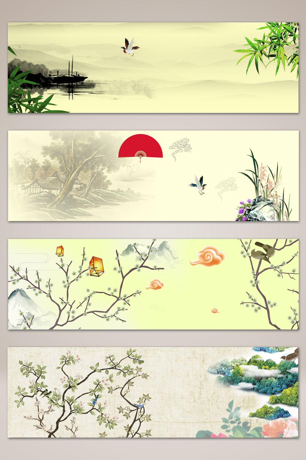 工笔花鸟banner海报背景模板免费下载 _背景图片设计素材_【包图网】