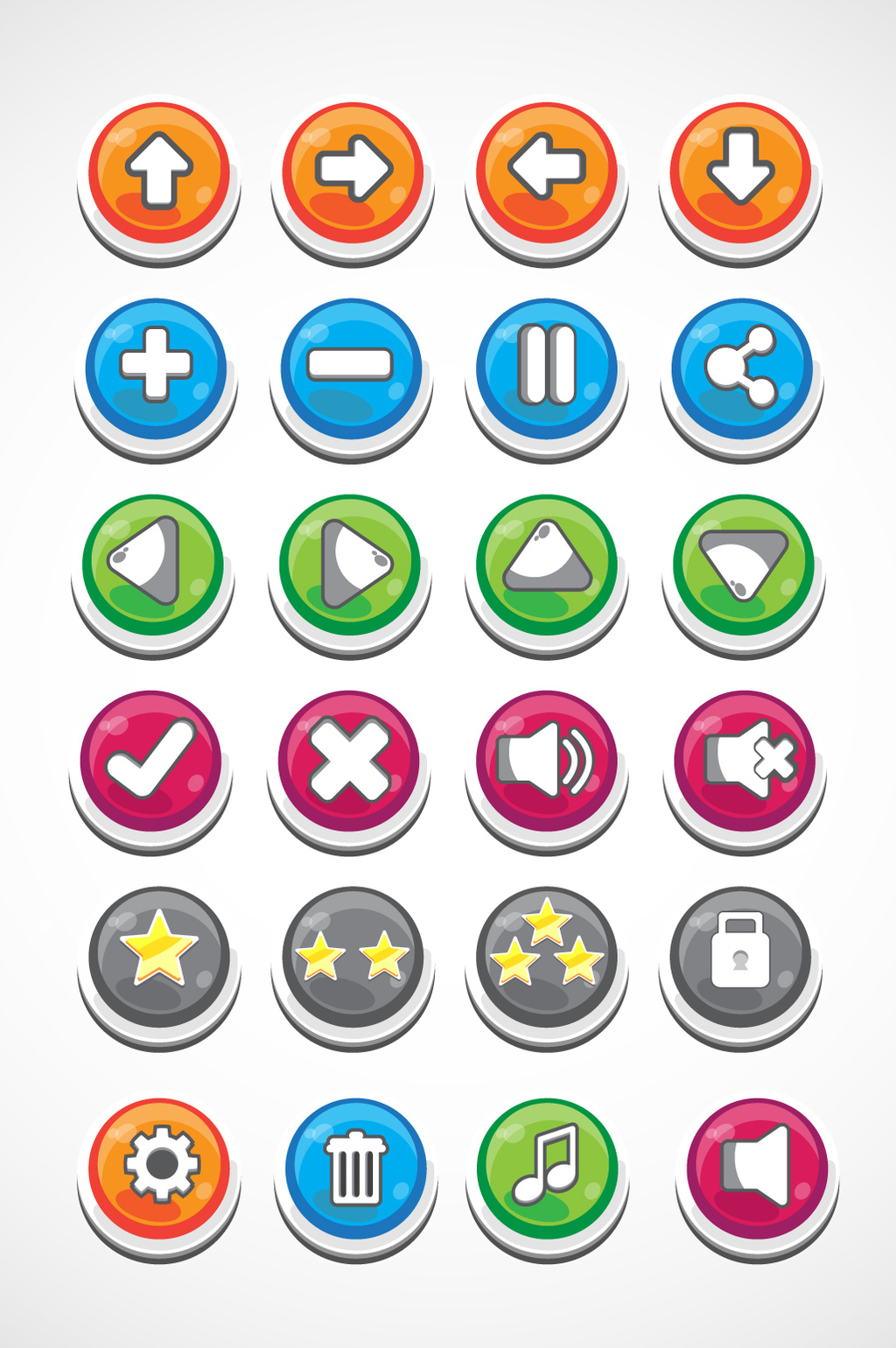 常用彩色卡通风格按钮素材