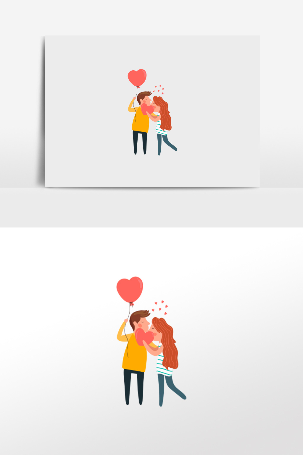 卡通浪漫粉色情侣插画元素