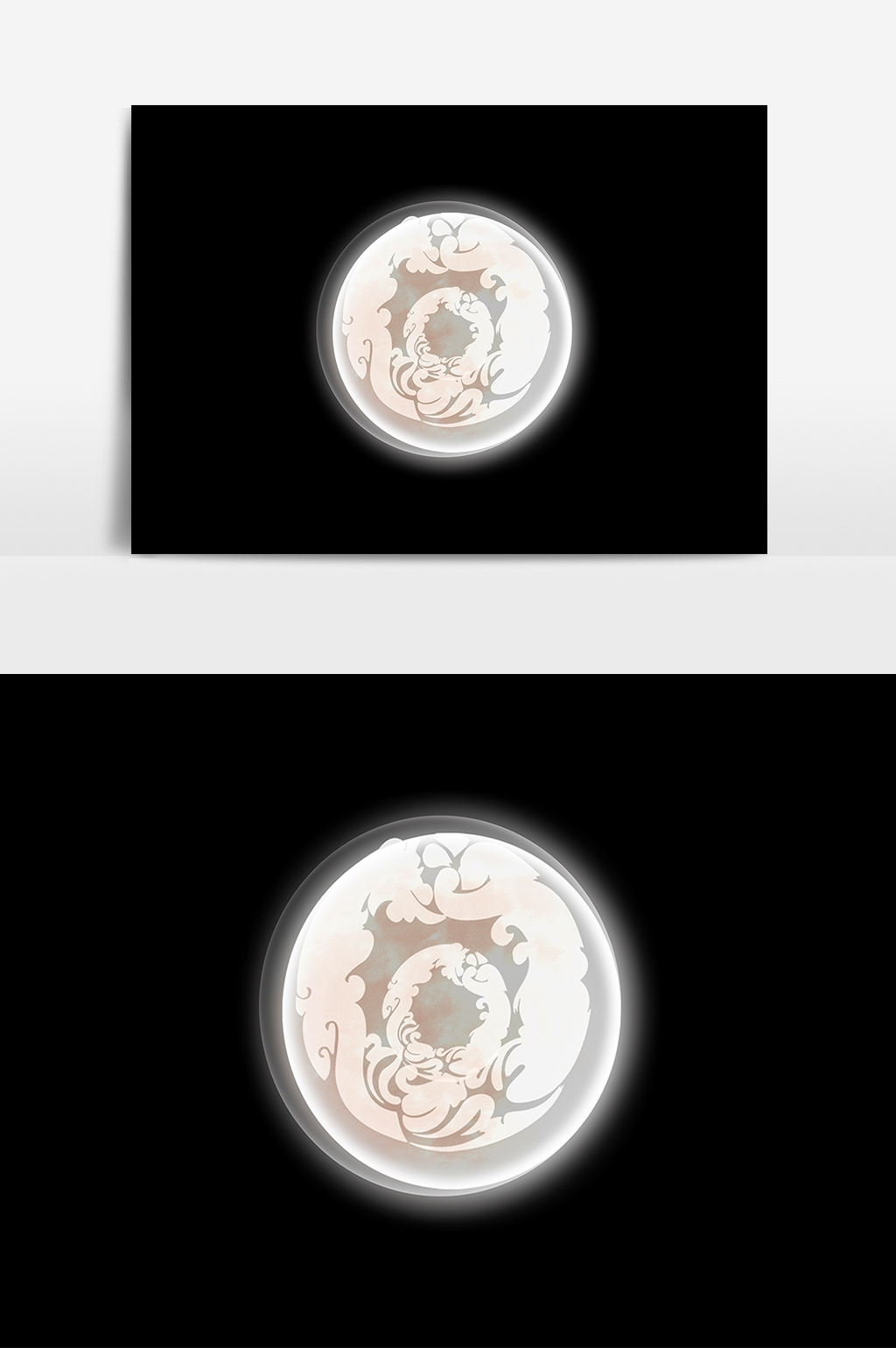 古典花纹装饰月亮元素素材