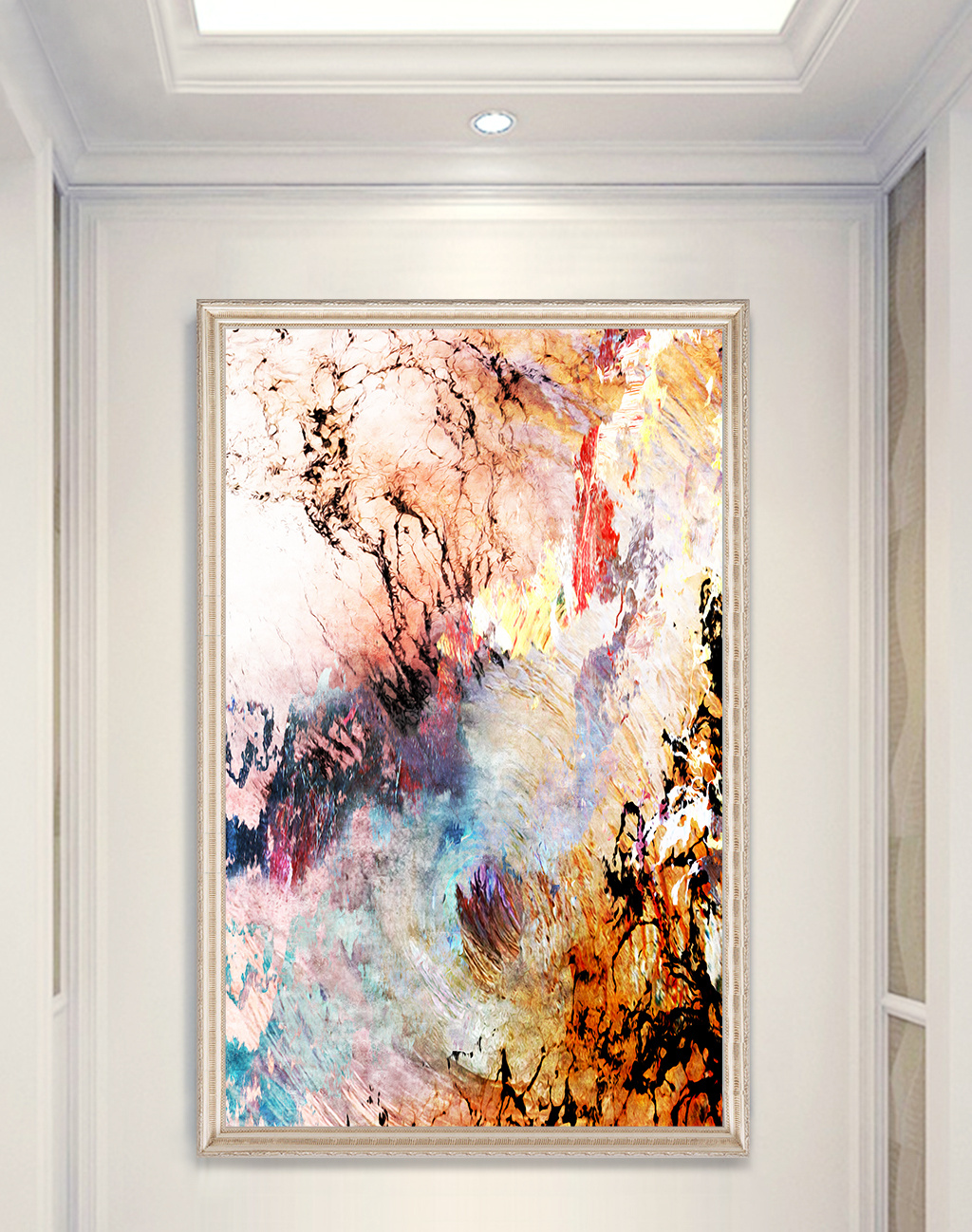 现代海浪抽象油画玄关装饰画