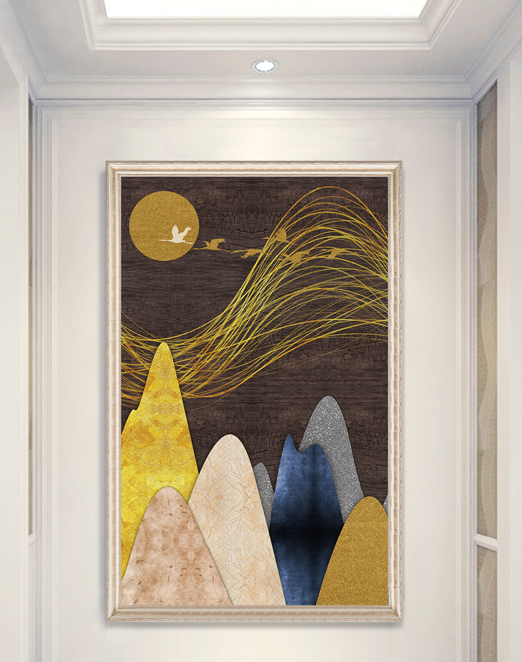 大气中国风抽象风景图案玄关装饰画