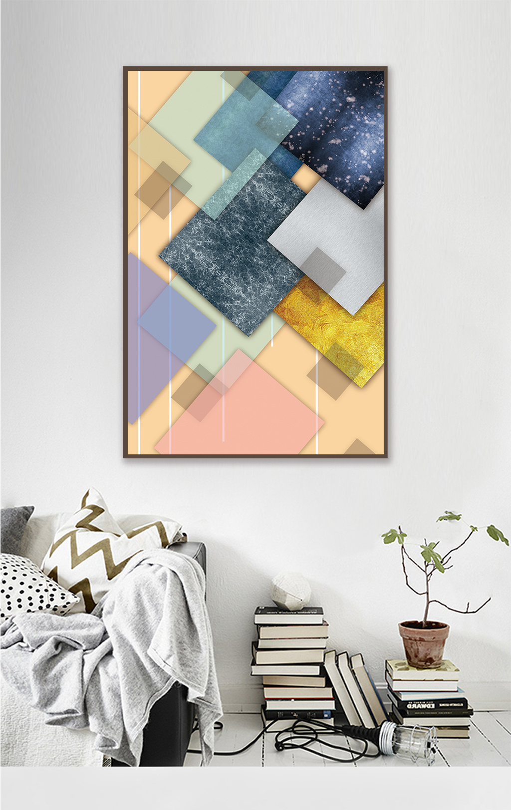 大气立体抽象几何图案装饰画模板免费下载_6299像素psd图片设计素材