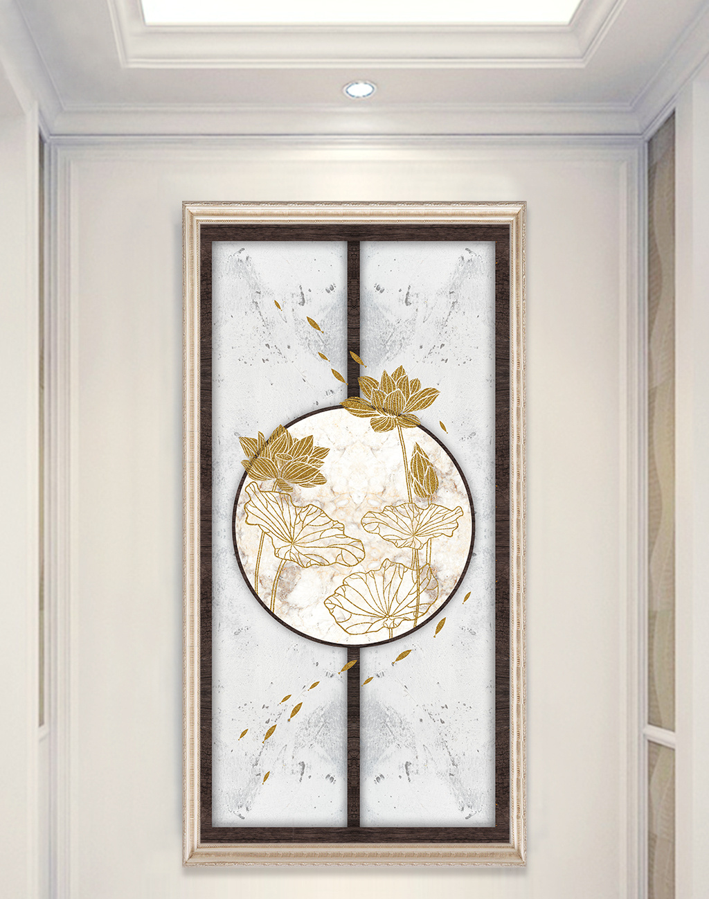 文艺中国风植物花卉荷花图案玄关装饰画