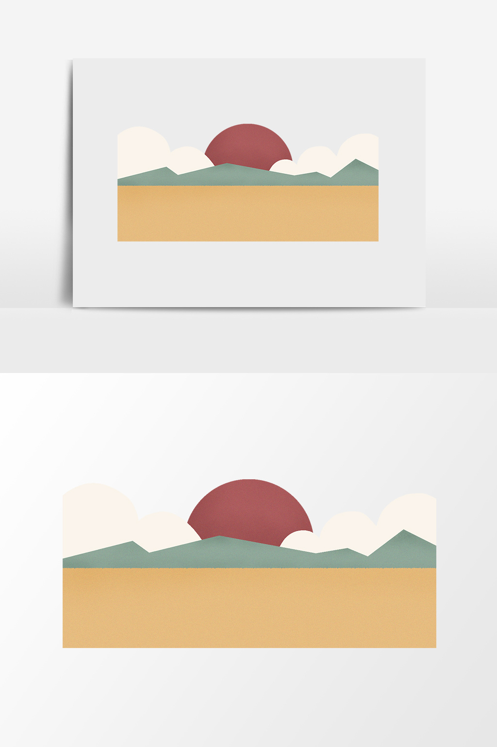 唯美日出手绘素材