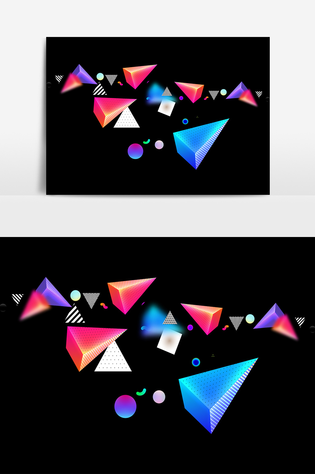 漂浮立体几何体元素素材