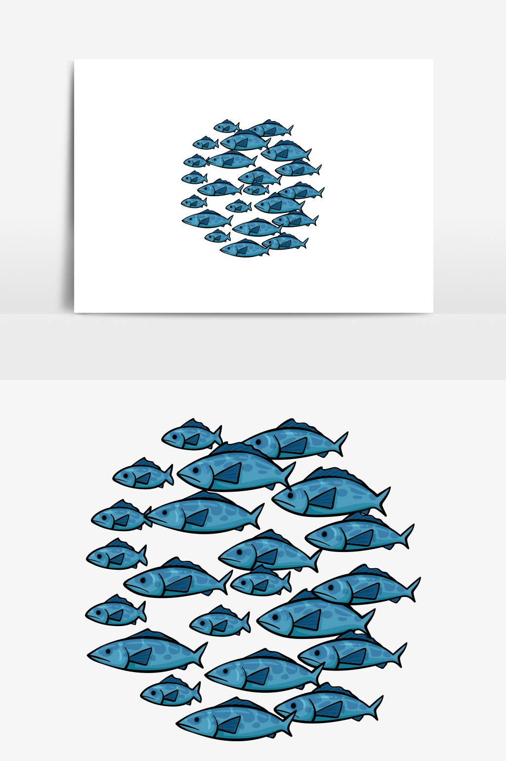 可爱简约海洋鱼群鱼类矢量元素