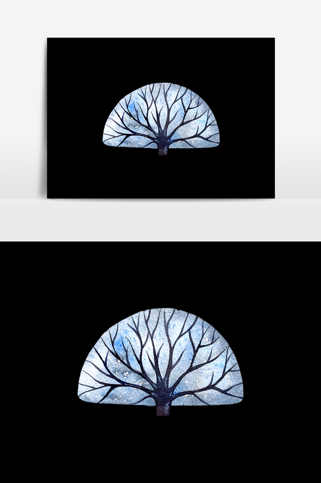 卡通水彩树木元素素材