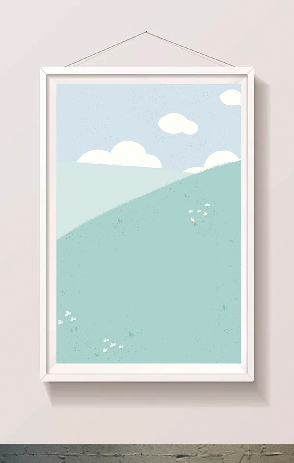 简约手绘蓝天白云插画背景