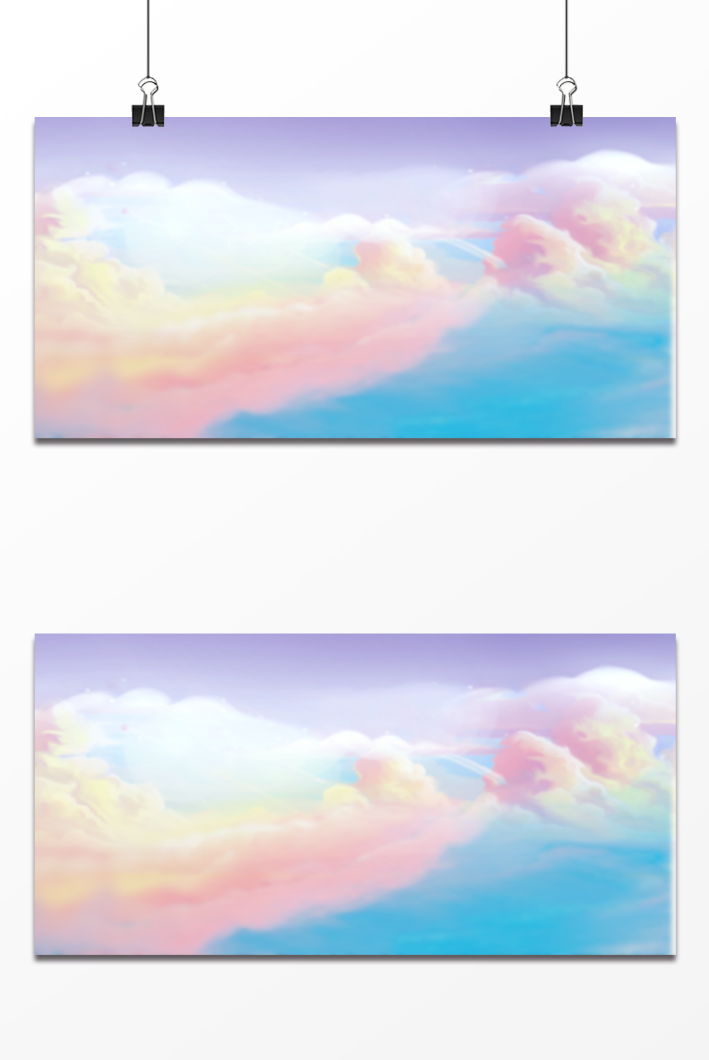 水彩云团天空装饰海报设计背景图