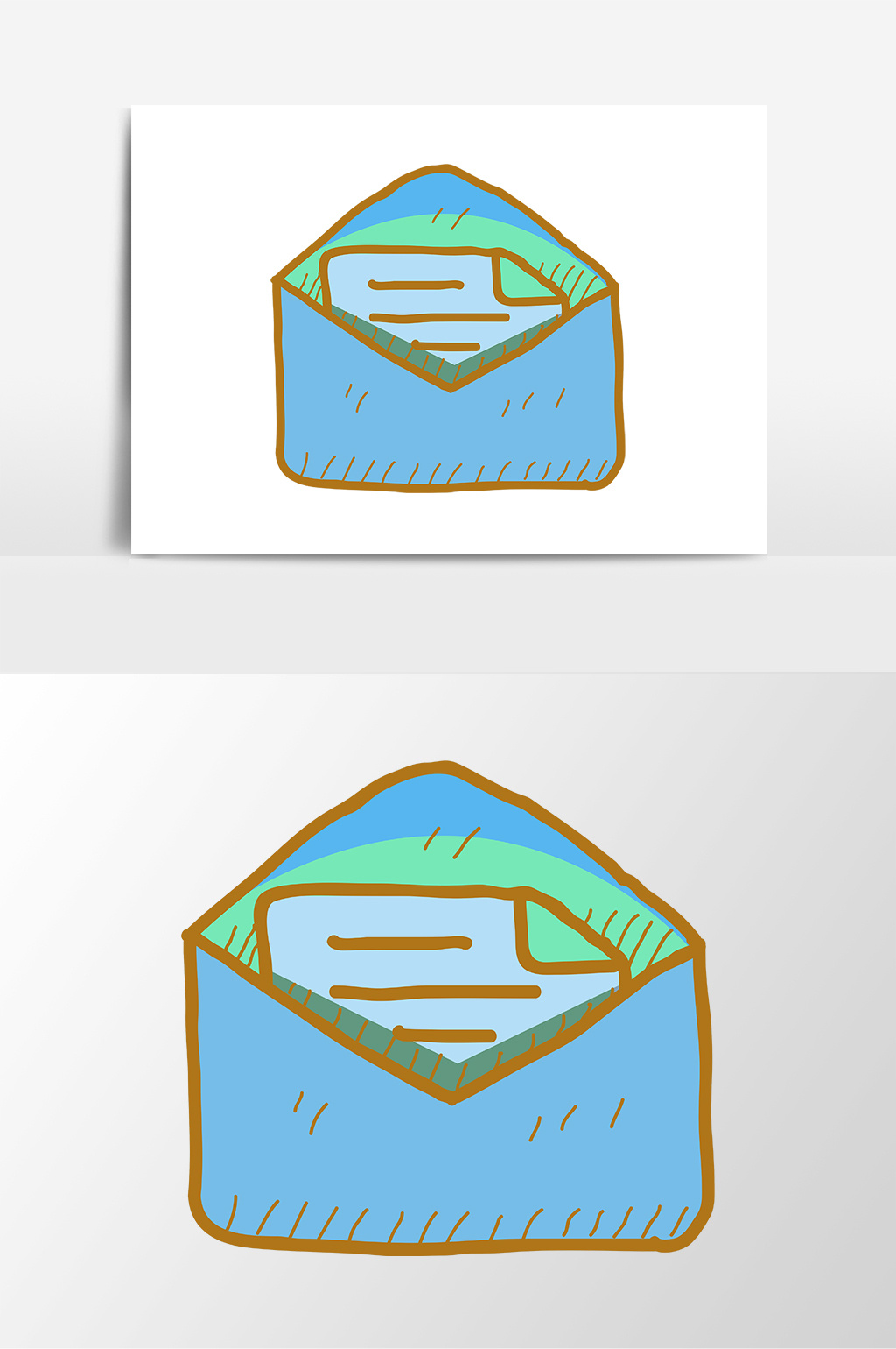 卡通手绘蓝色邮件图片素材元素