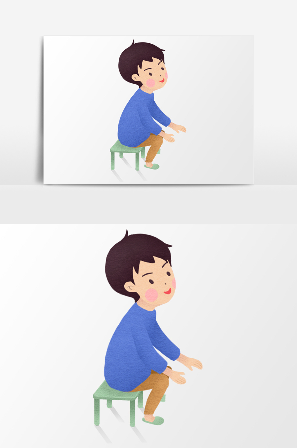 坐着的小孩插画元素素材下载_【包图网】