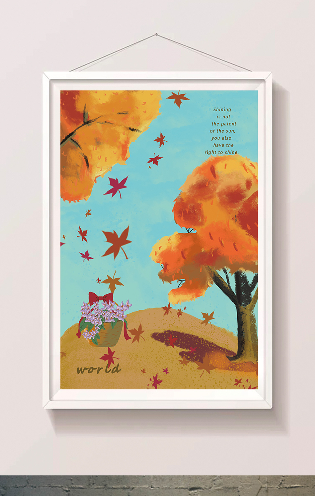 枫叶枫树封面唯美插画模板免费下载_2315像素psd图片设计素材_【包