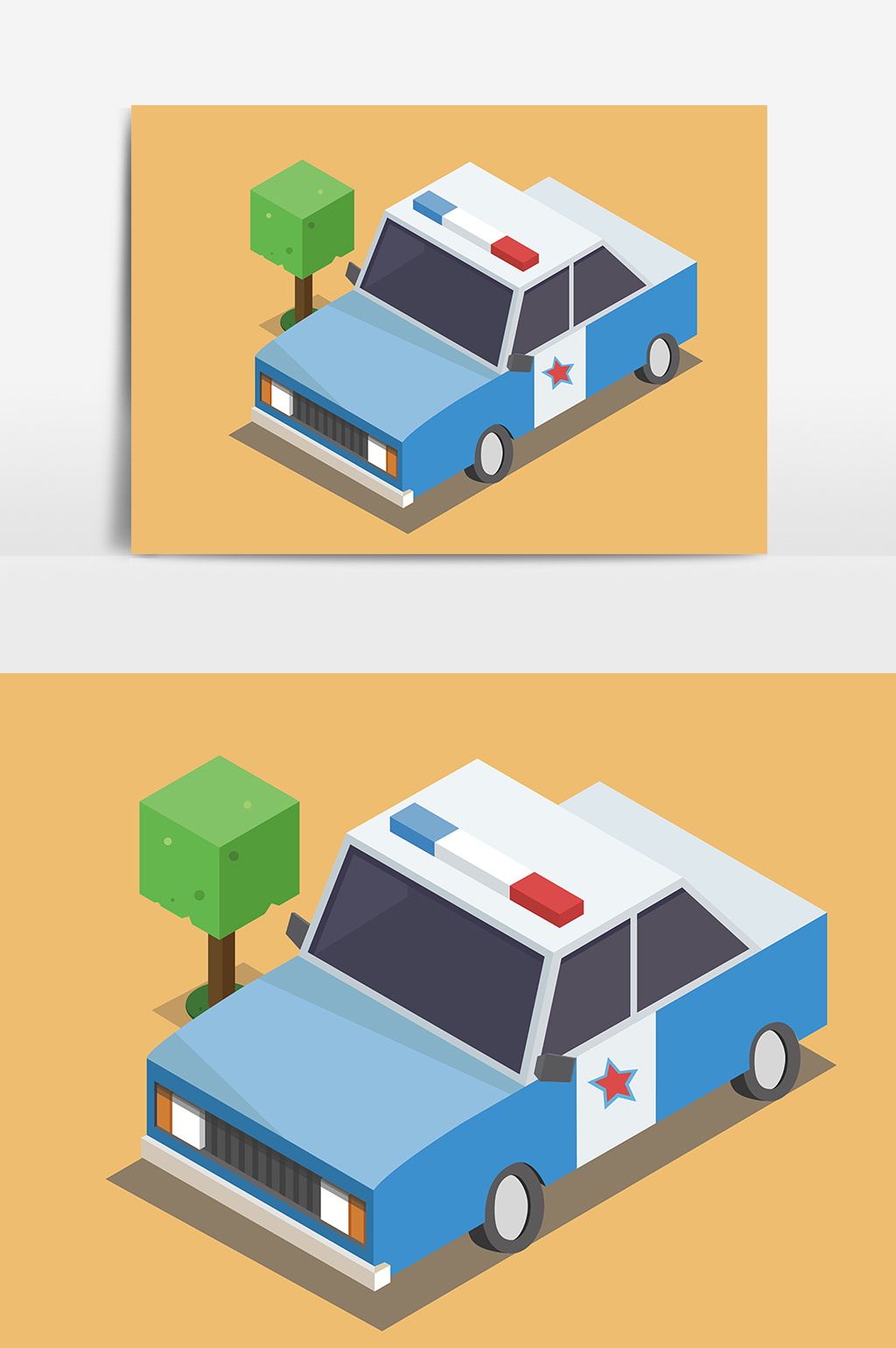 2.5d元素 警车 汽车 卡通汽车