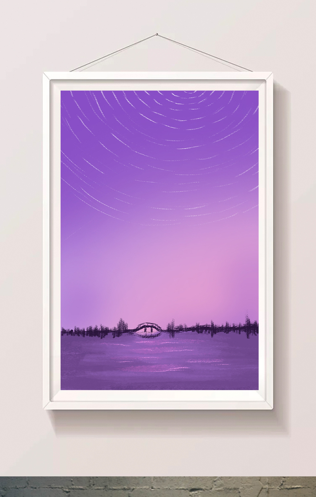 紫色唯美夜空背景插画