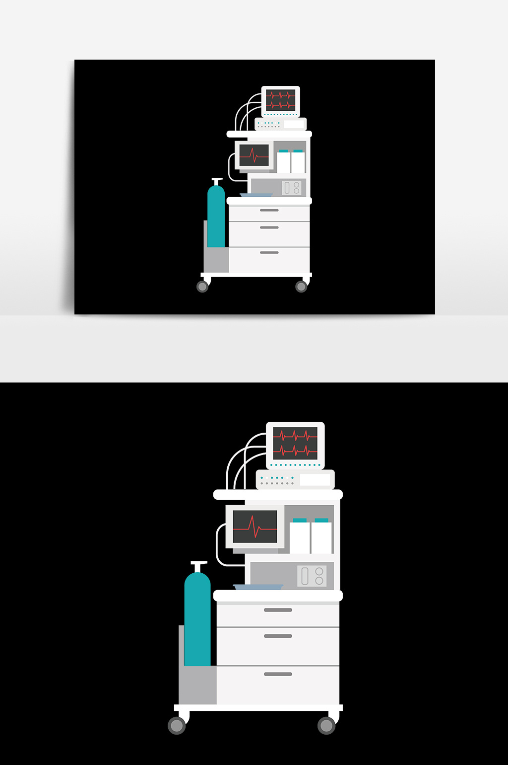 手绘扁平医疗器械仪器