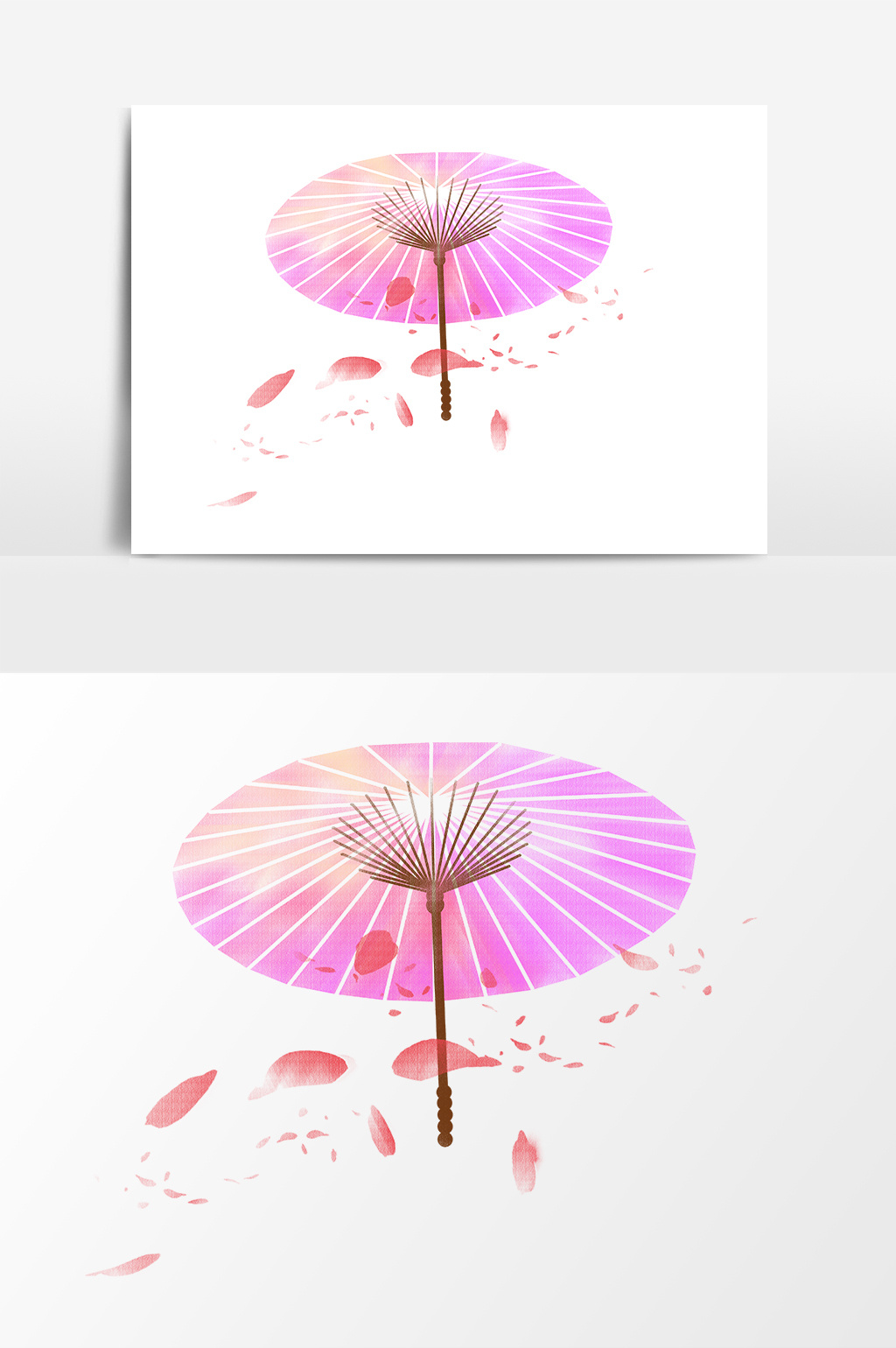 矢量粉色手绘樱花古代雨伞元素模板免费下载 _广告设计图片设计素材