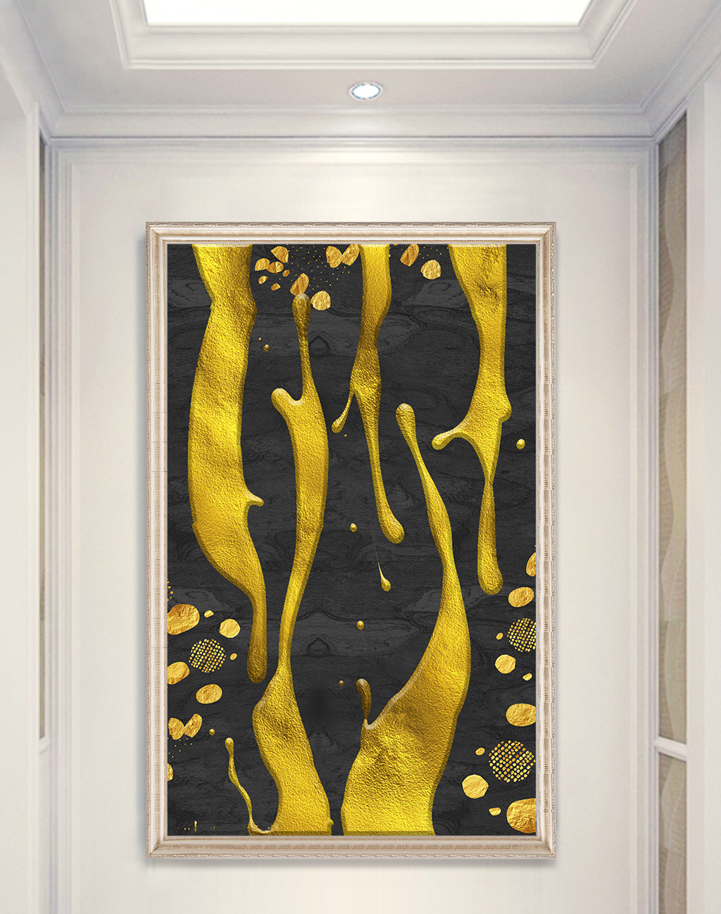 现代大气简约金箔玄关装饰画