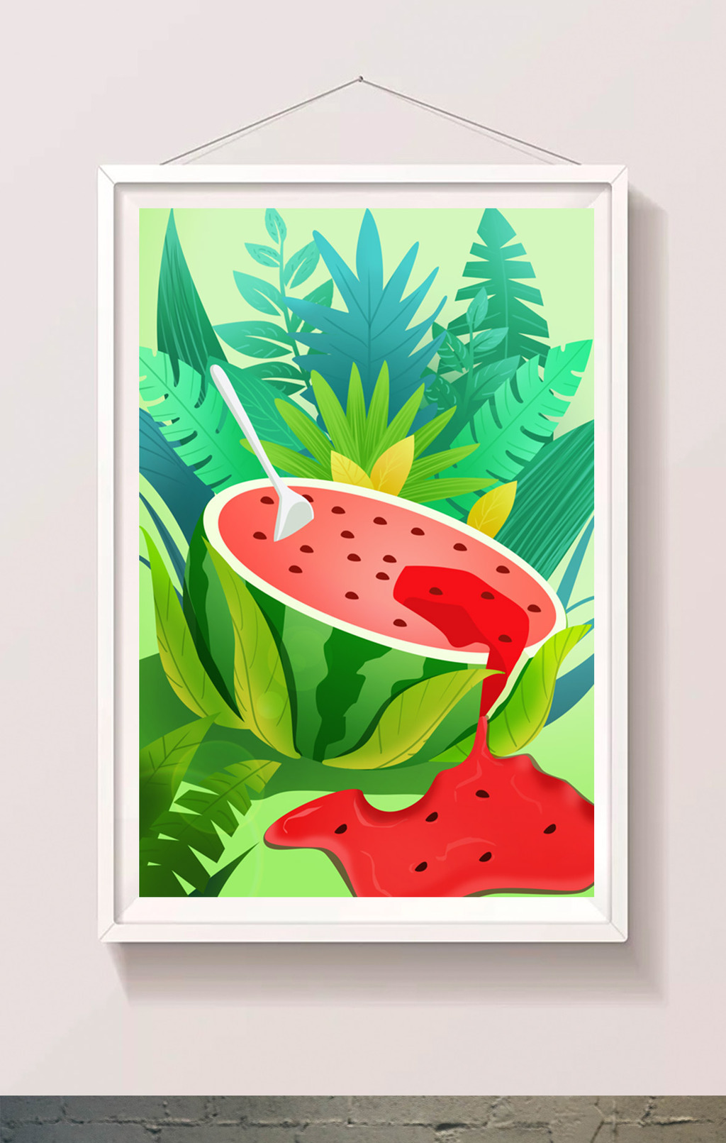 清新卡通大暑小暑西瓜插画