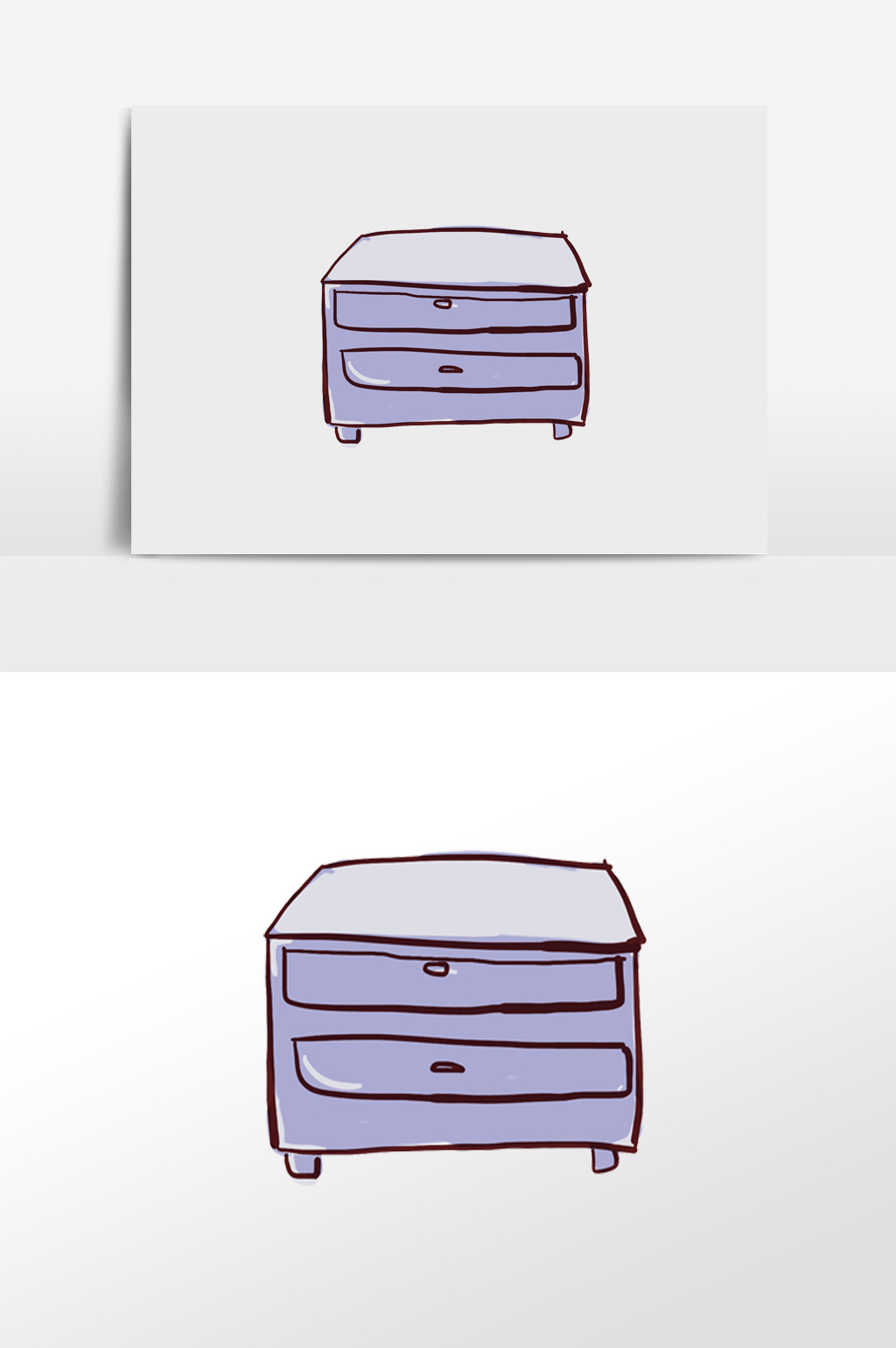 手绘卡通床头柜元素