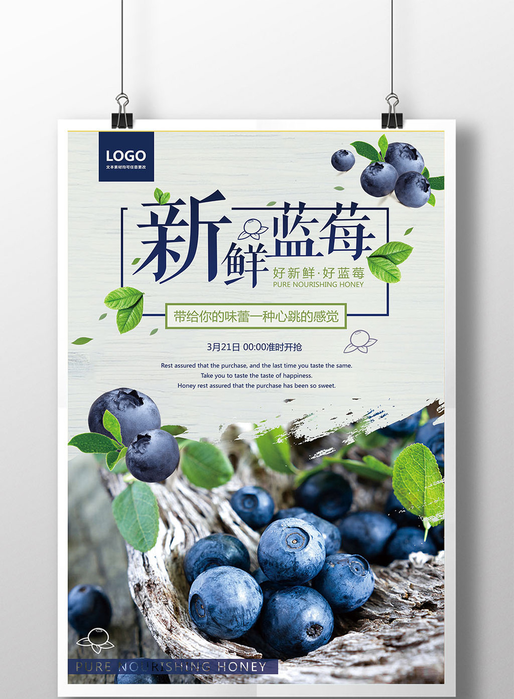 包图 广告设计 海报 > 简洁大方的新鲜蓝莓海展板 上传时间2017-03-14