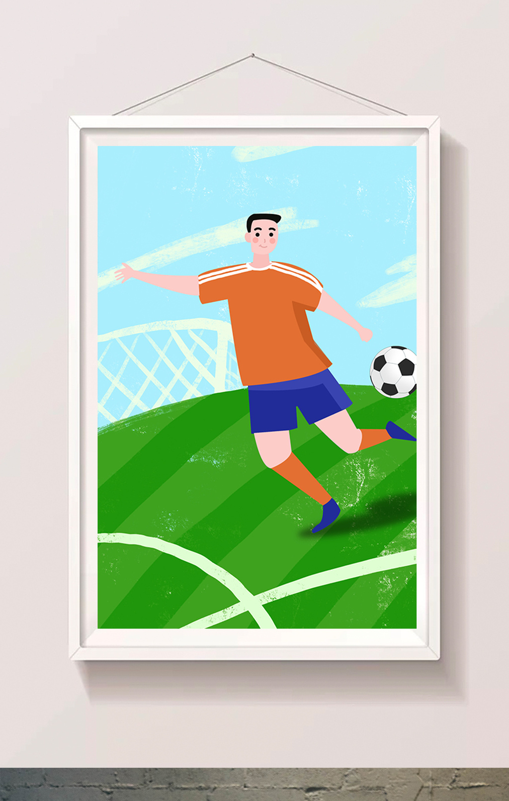 2018世界杯足球比赛花式过人手绘插画