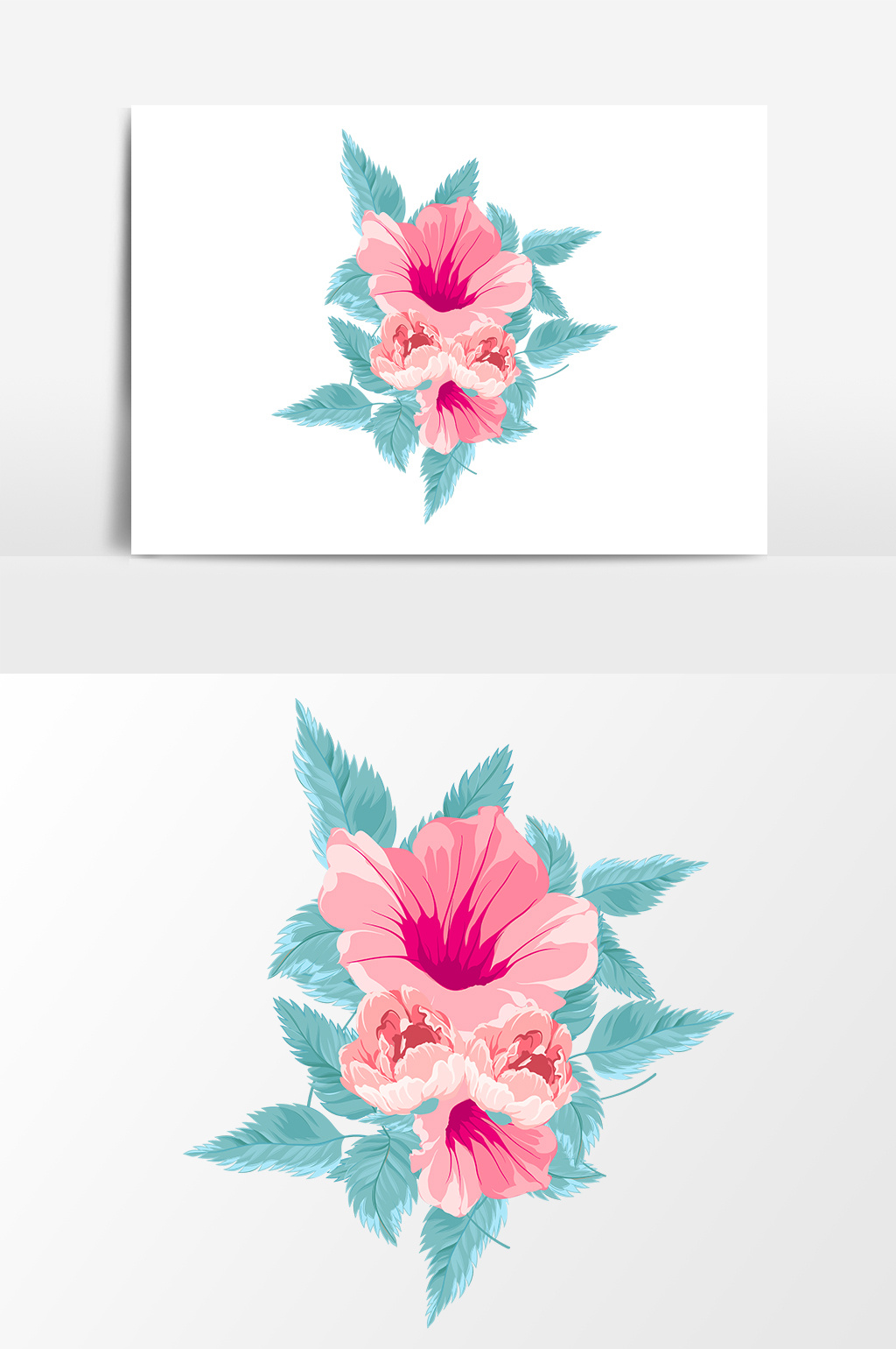 卡通手绘红喇叭花多元素图案素材模板免费下载_1920像素ai图片设计