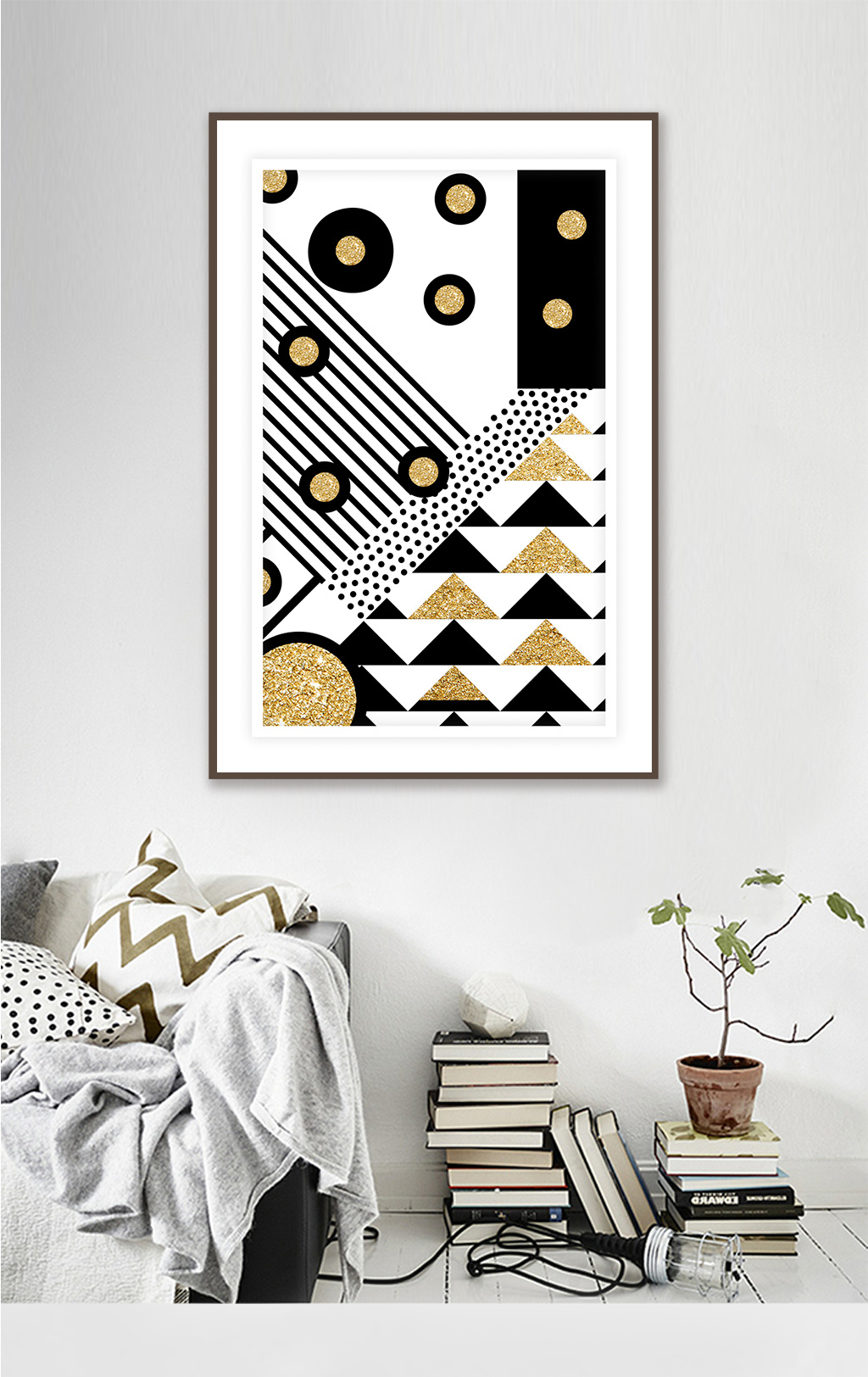 现代简约黑金几何图案装饰画模板免费下载_1024像素psd图片设计素材