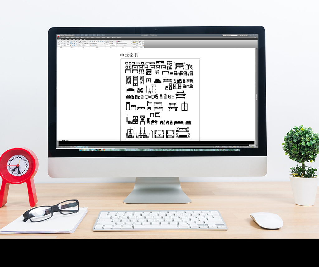 中式家具图块中国风cad模块