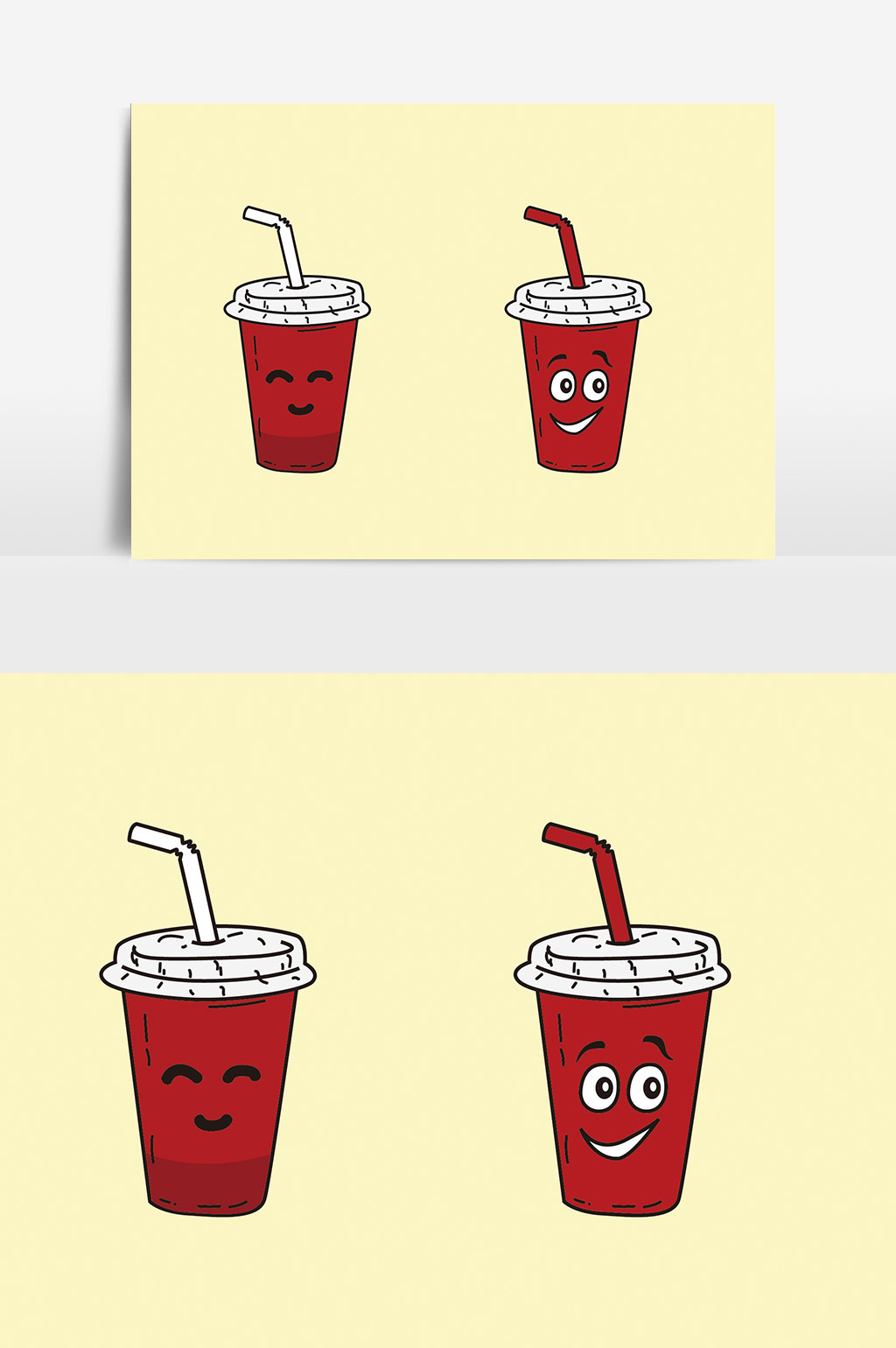 手绘红色卡通可乐杯子