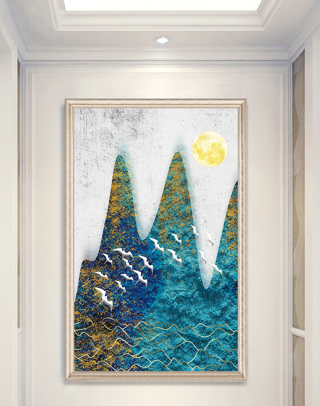 简约中式艺术手绘玄关装饰画