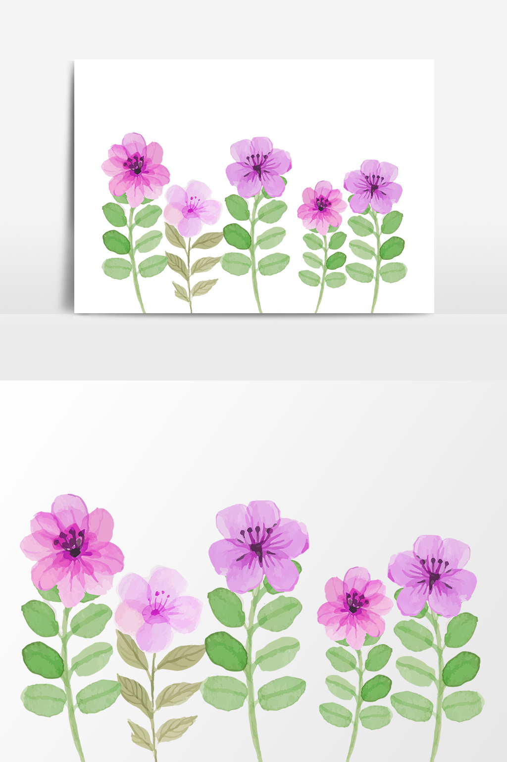 卡通手绘扁平5小花元素图案素材