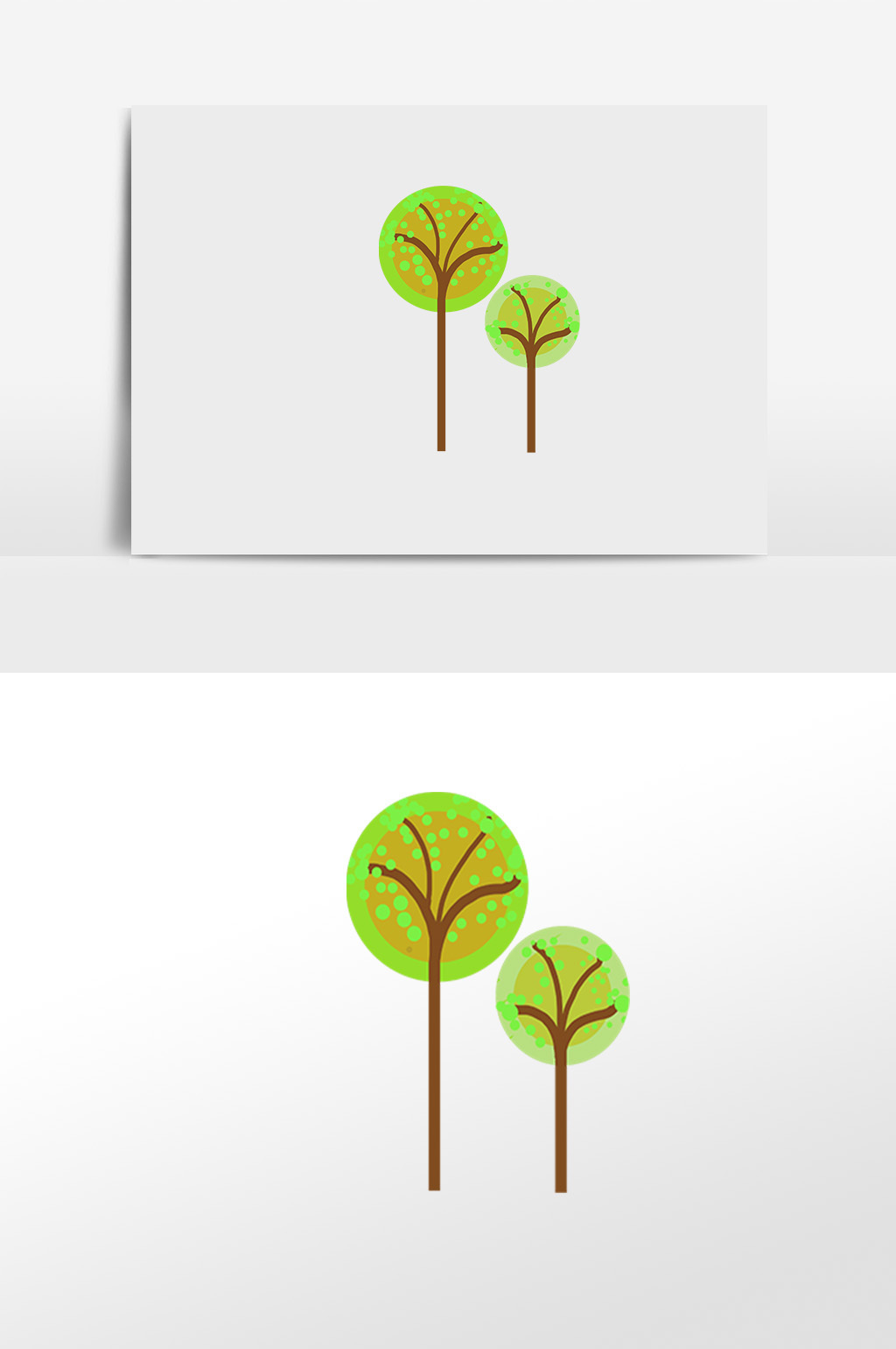 绿色树儿童插画素材