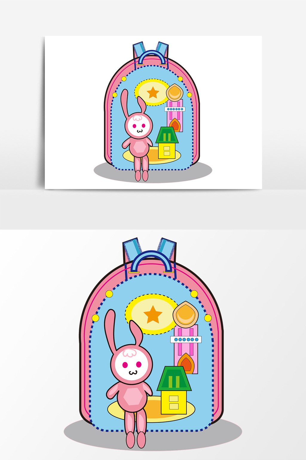 彩色小兔子书包元素