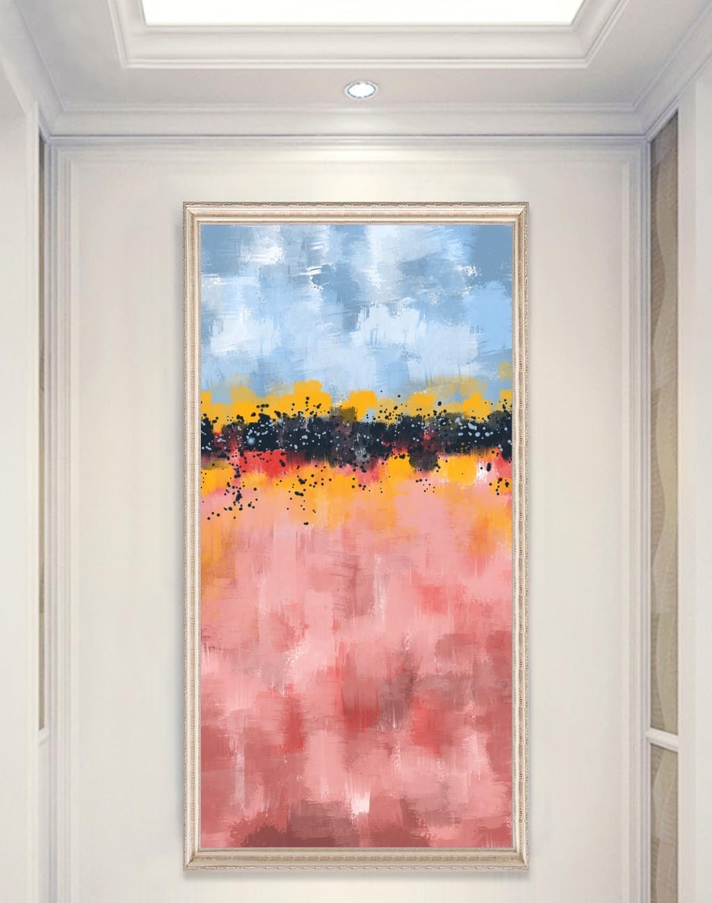 北欧现代抽象油画玄关背景装饰画
