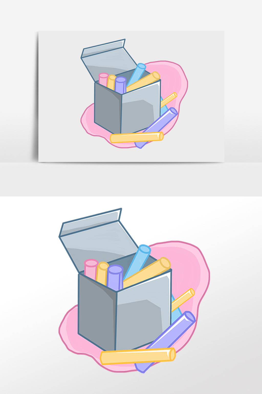 教师节手绘粉笔盒插画元素