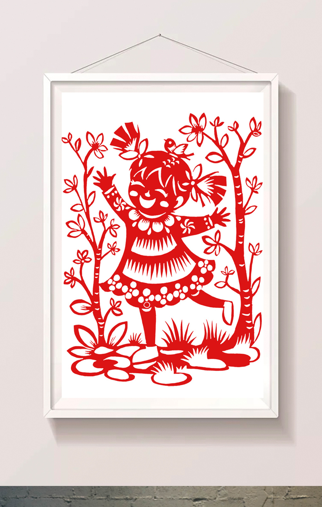 中国风小朋友剪纸插画