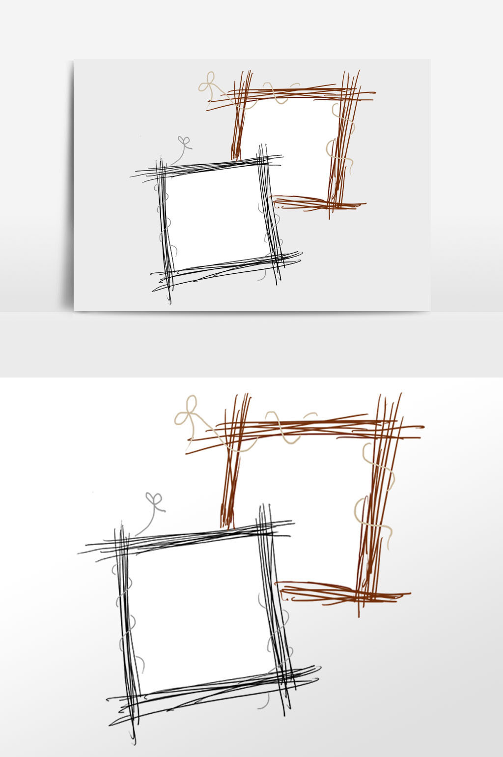 手绘粗狂线条风格相框插画元素