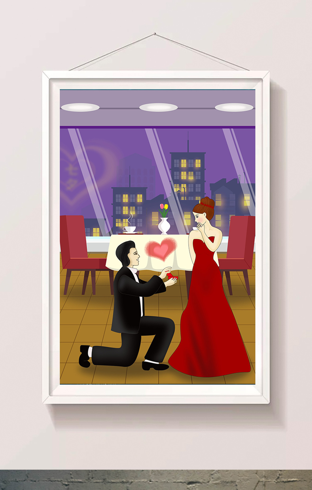 画像及字体仅供参考 包图网提供精美好看的紫色浪漫餐厅求婚情人节