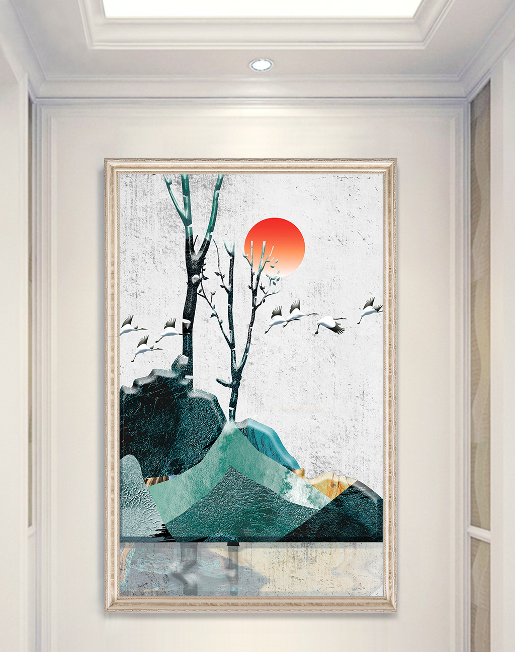 现代新中式风景意境玄关装饰画